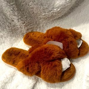 Women's Cross Band Slippers Fuzzy Soft House Slippers Plush Furry Warm‎